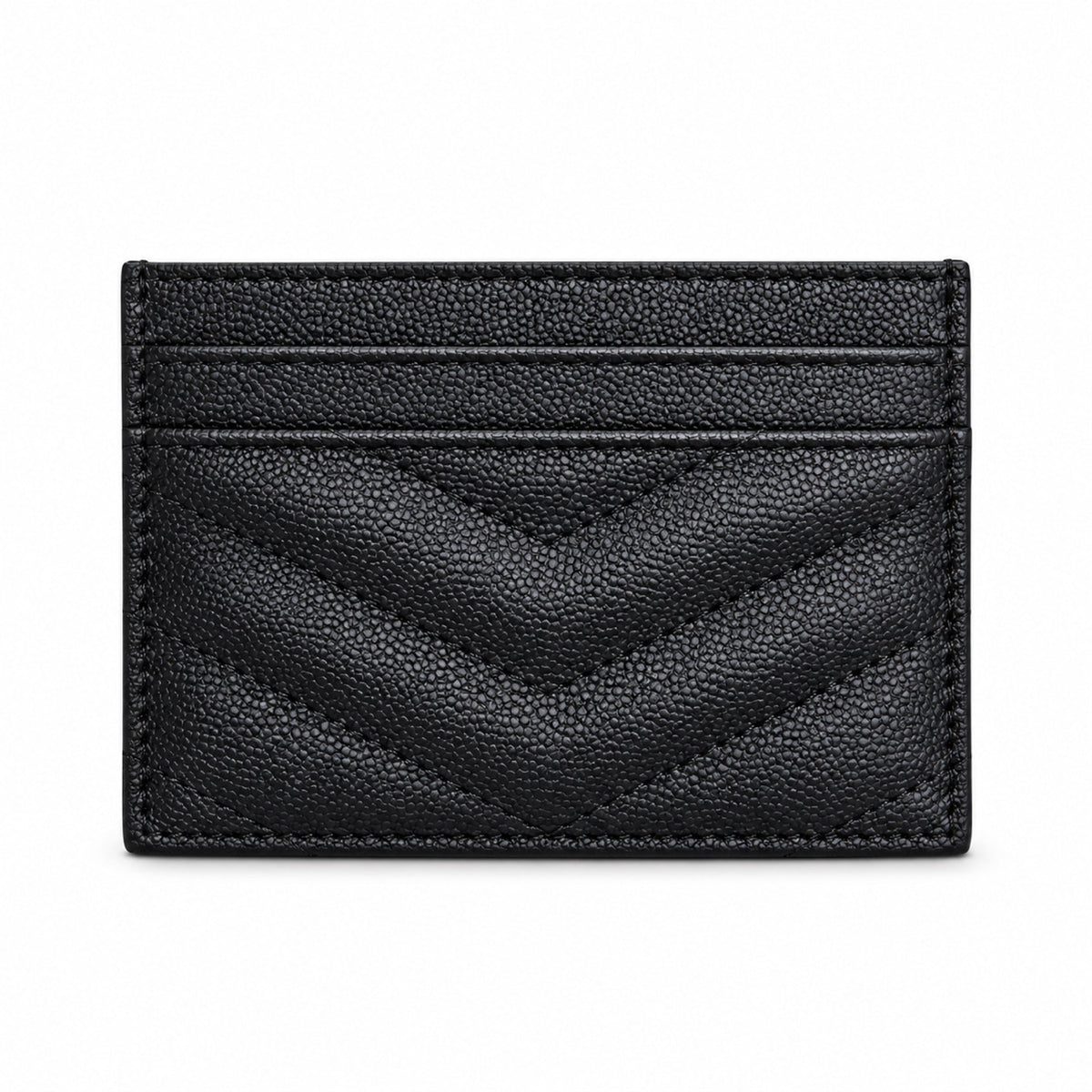YSL Cassandre Card Holder – Black Grain Leather