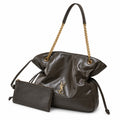 YSL Saint Laurent Bougeoir Drawstring Tote in Khaki Quilted Leather