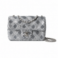 Chanel Silver Labyrinth Sequin Classic Flap Bag with Silver Chain