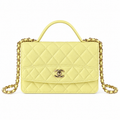 Chanel Yellow Caviar Quilted Mini Top Handle Flap Bag