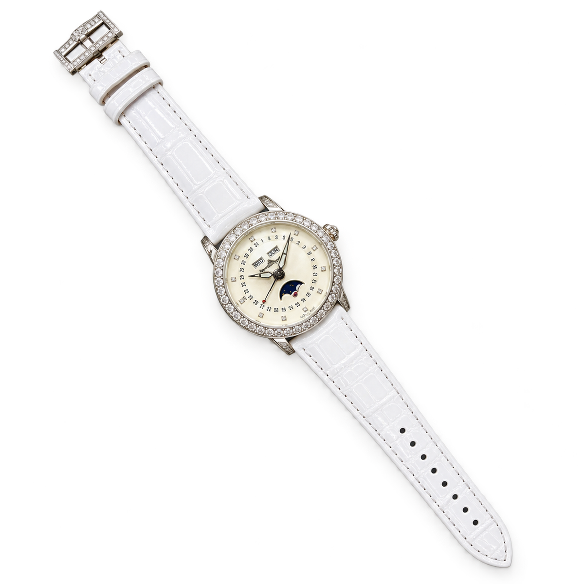 Blancpain Villeret Moonphase Full Calendar Diamond Bezel Ladies Watch