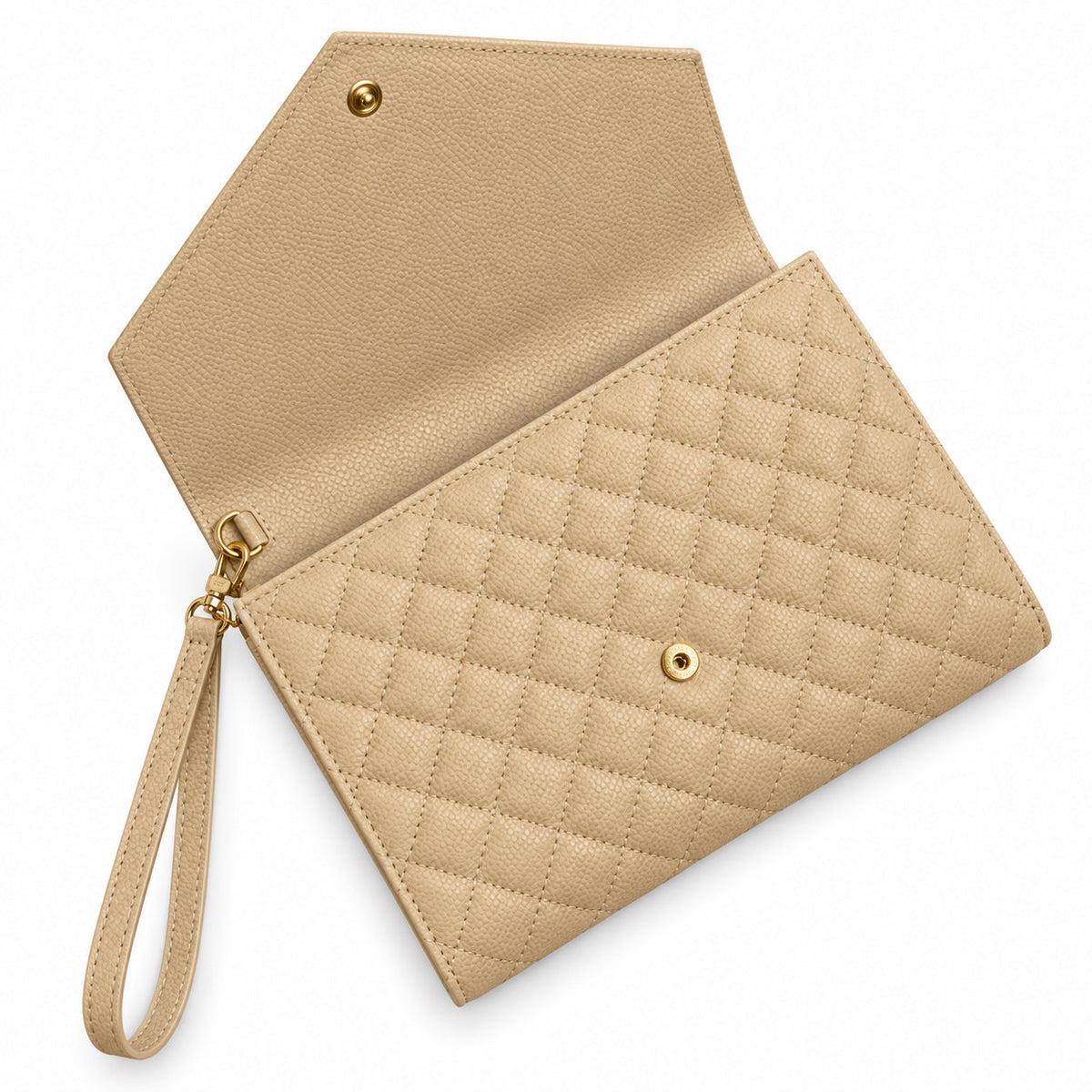 YSL Saint Laurent Envelope Clutch in Beige Quilted Leather