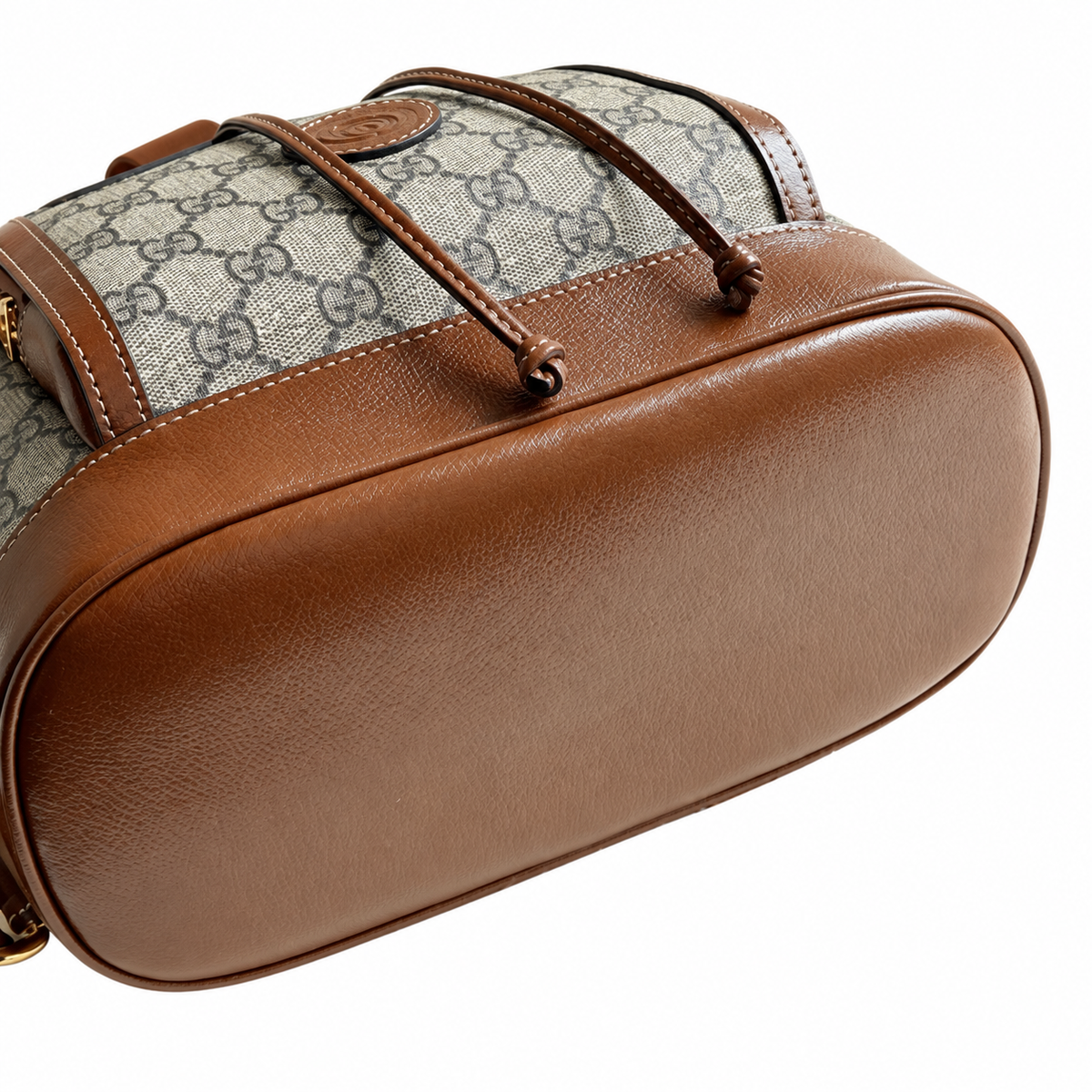 Gucci GG Supreme Canvas Medium Backpack with Brown Leather Trim