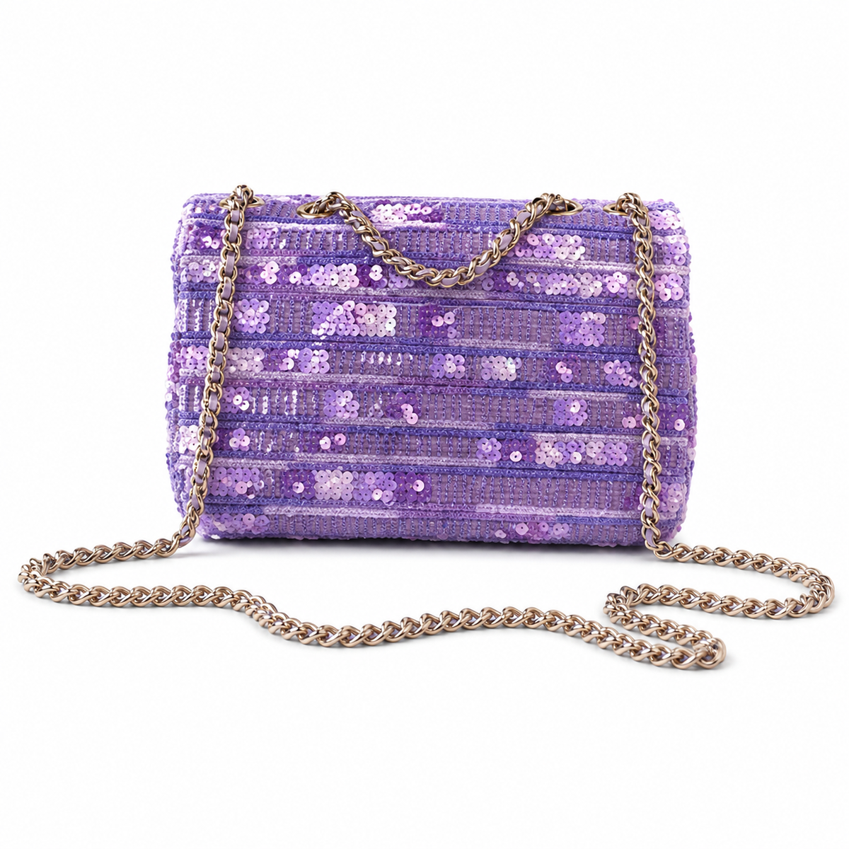 Chanel Purple Sequin Flap Shoulder Bag