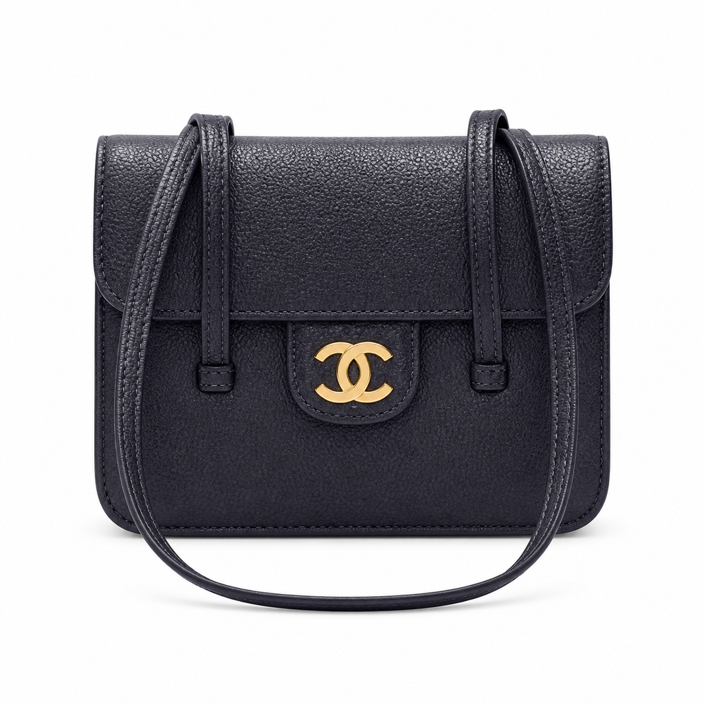 Chanel Black Textured Flap Crossbody Bag