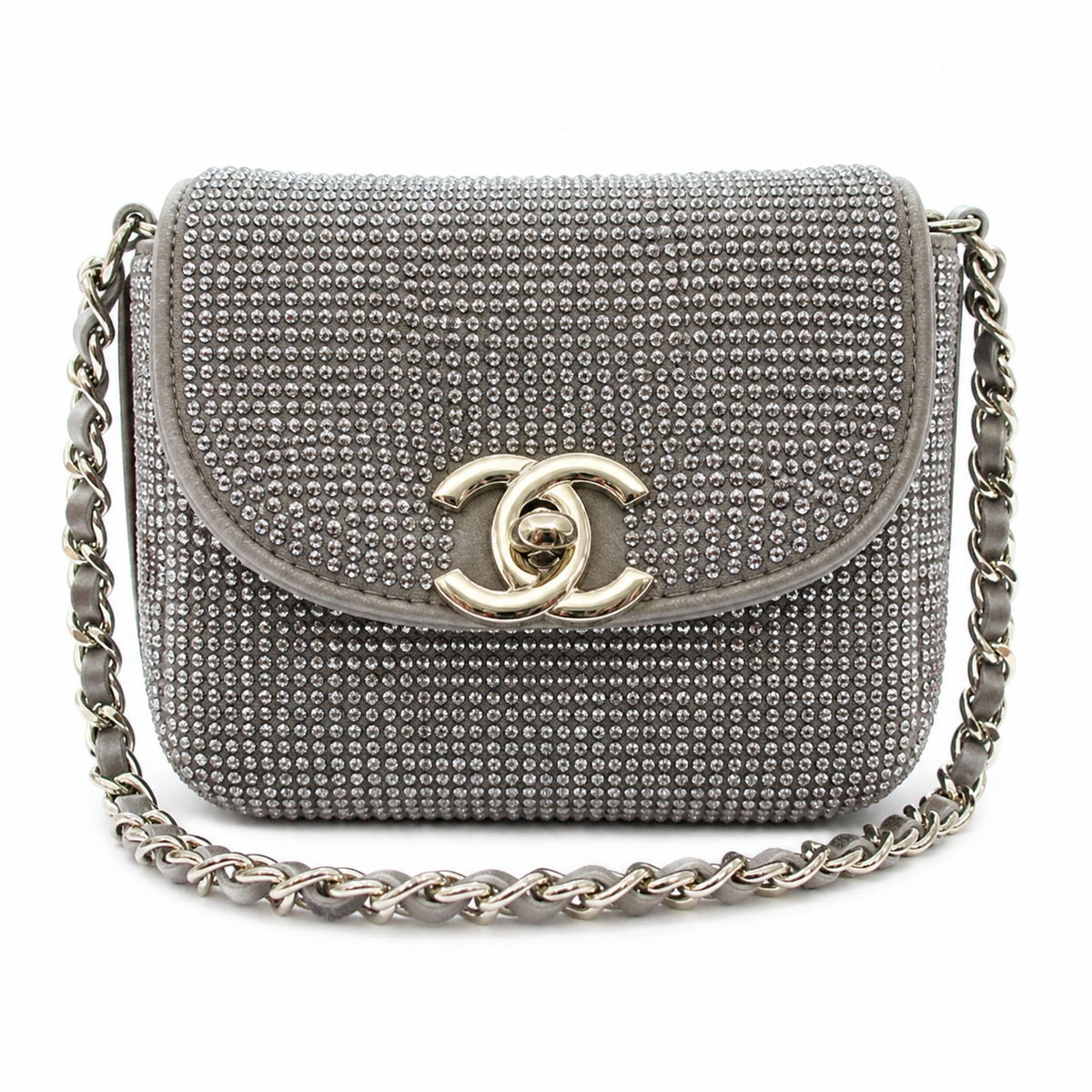 Chanel Silver Rhinestone Top Handle Bag