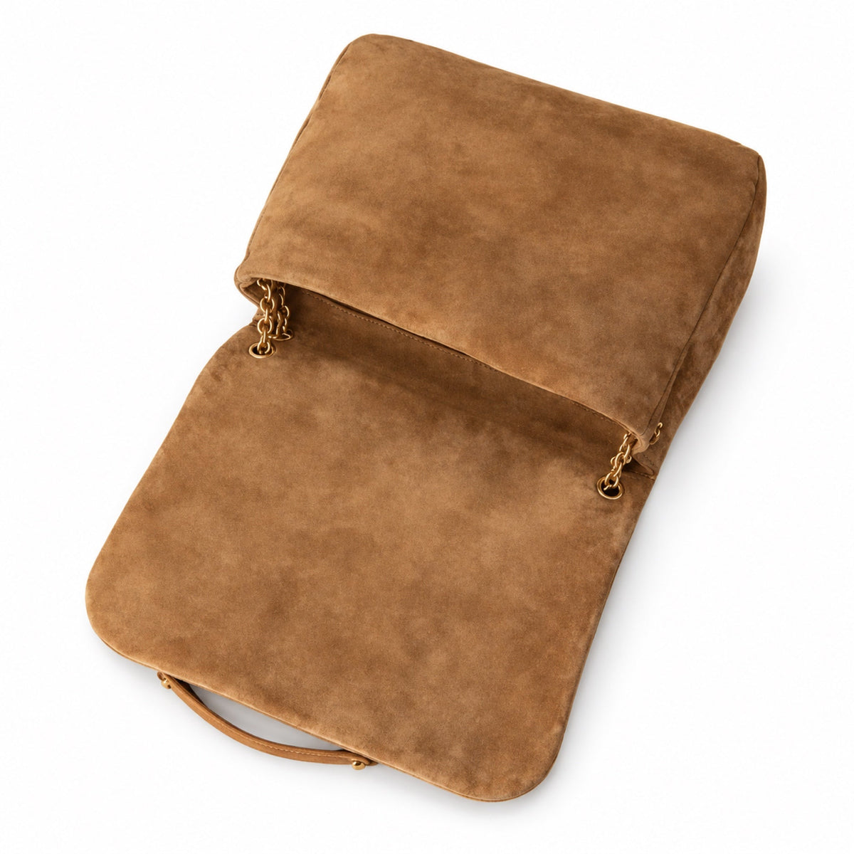 YSL Jamie Quilted Suede Flap Shoulder Bag Camel