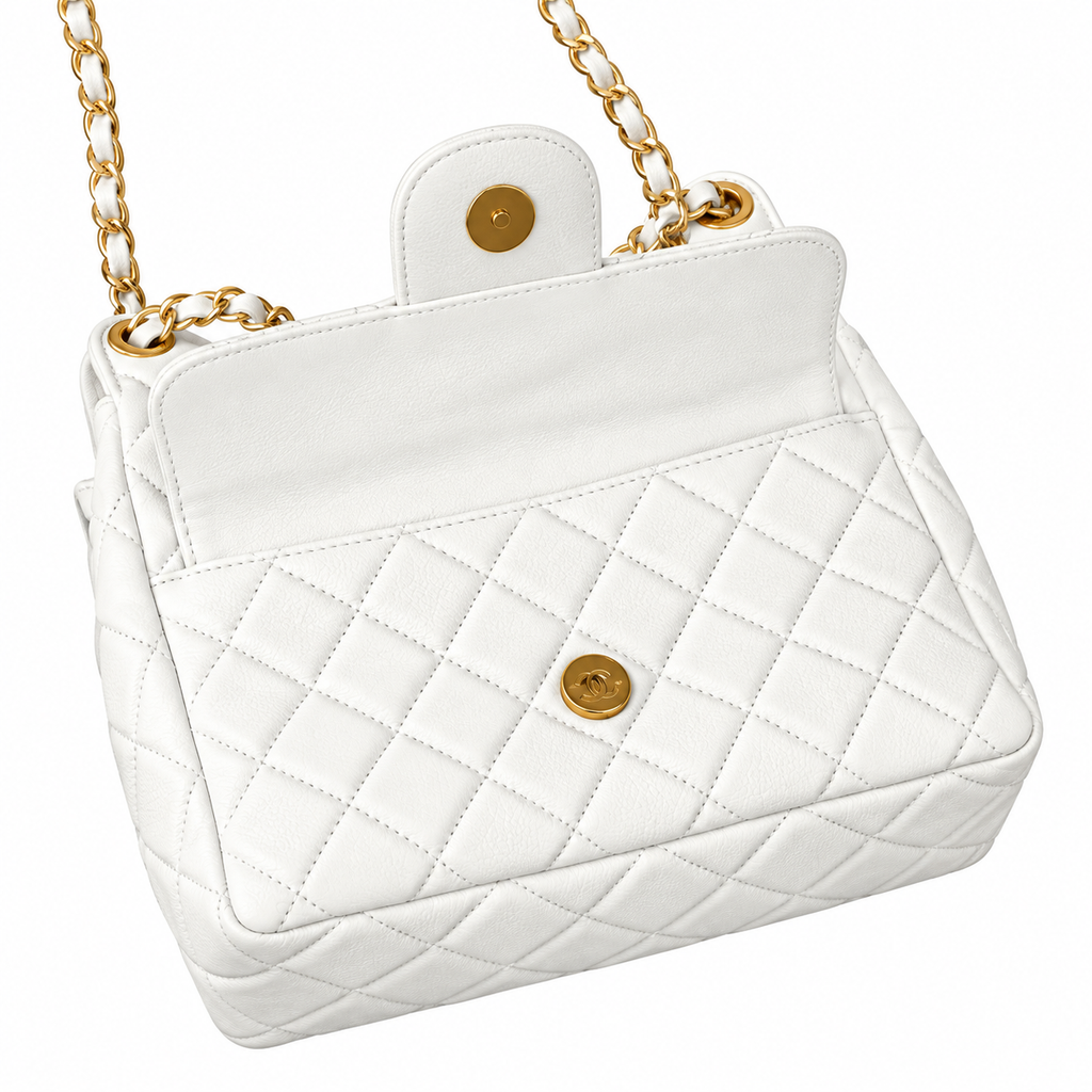 Chanel White Quilted Lambskin No.5 Hobo Bag with Chain