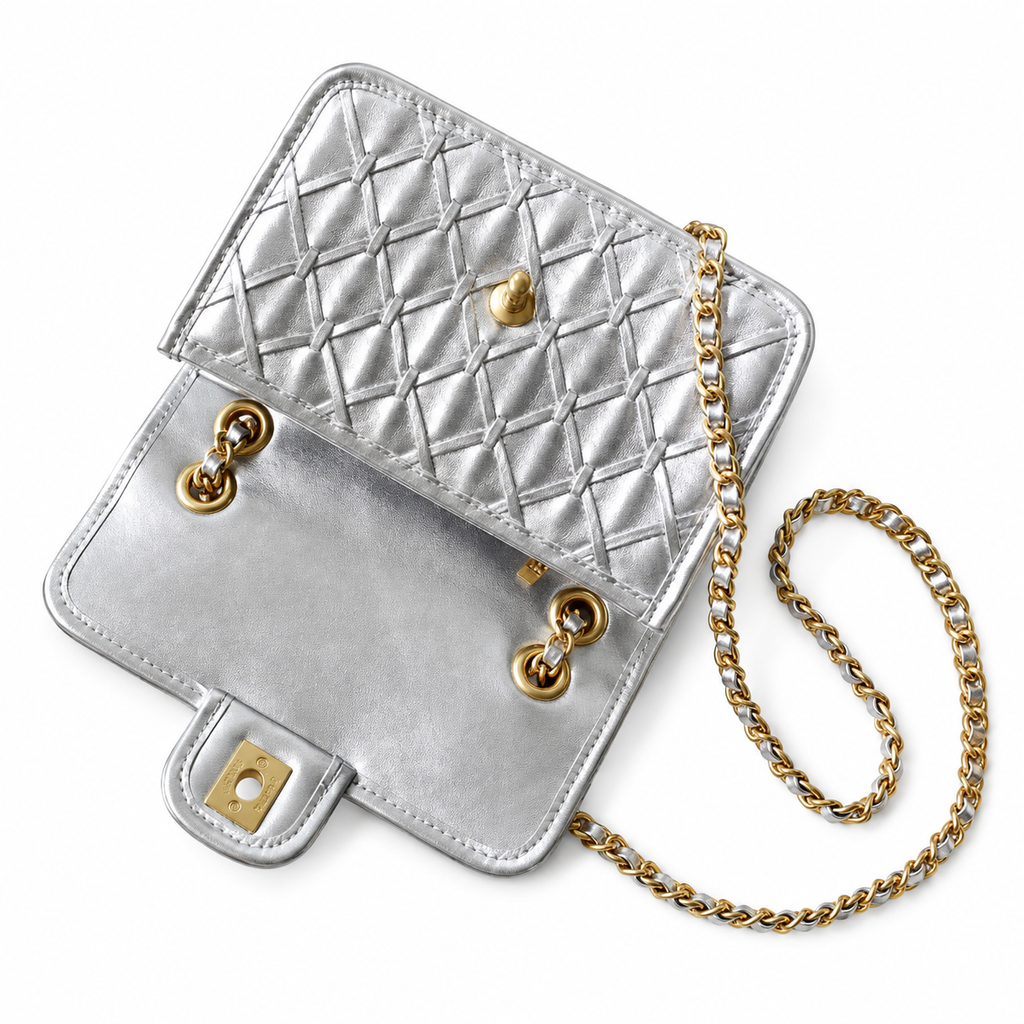 Chanel 2.55 Reissue Mini Flap Bag in Silver Metallic Leather