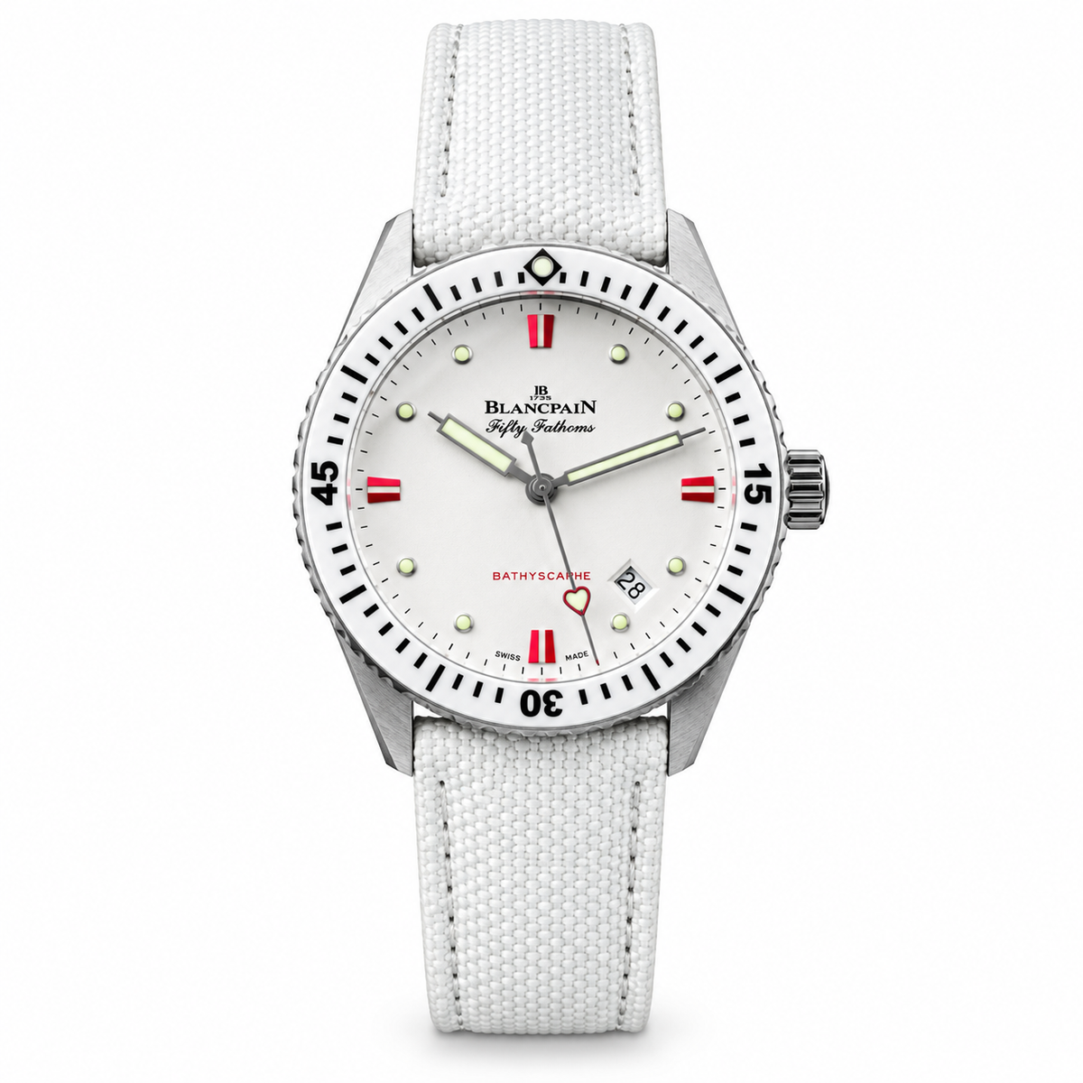 Blancpain Fifty Fathoms Bathyscaphe Heart White Dial Watch