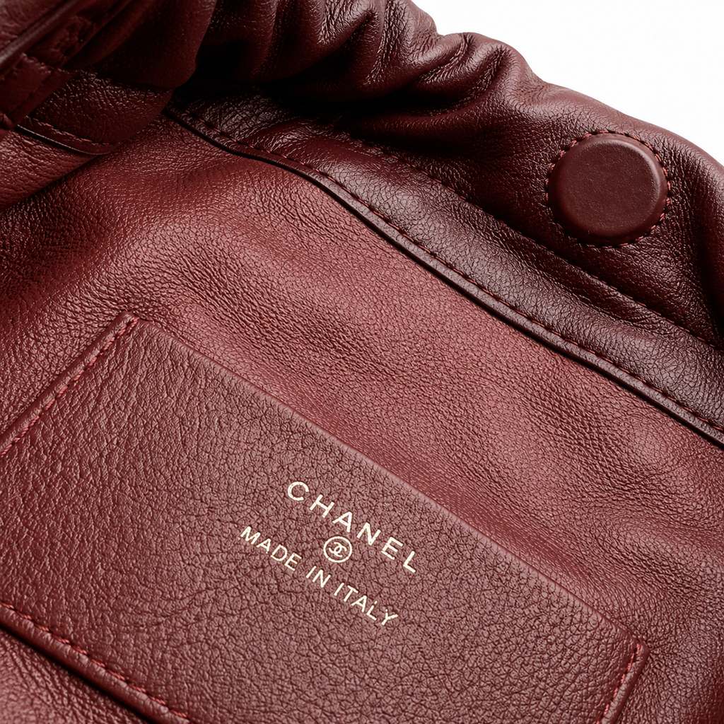 Chanel Burgundy Quilted Drawstring Bucket Bag
