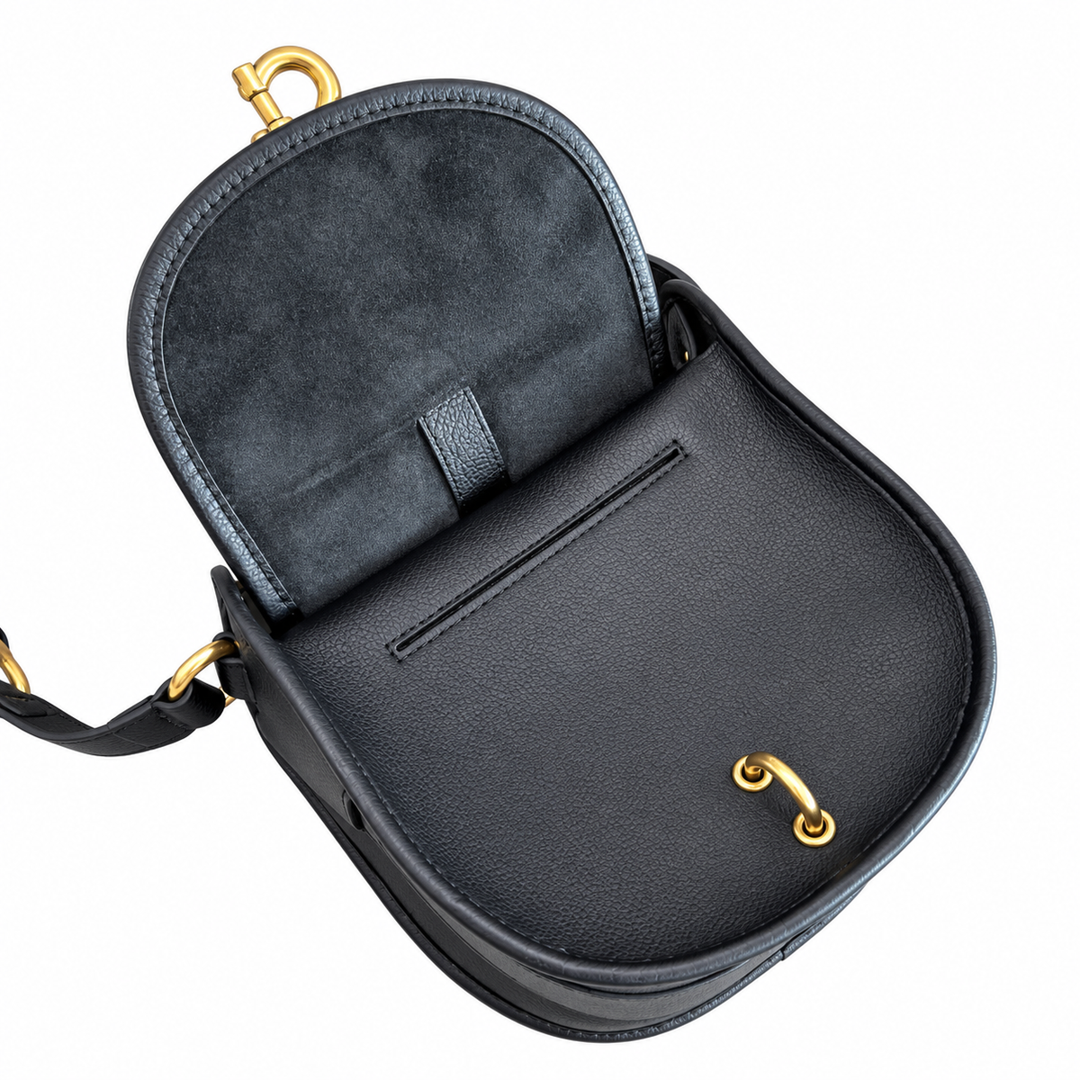 Burberry Black Saddle Bag with Check Strap