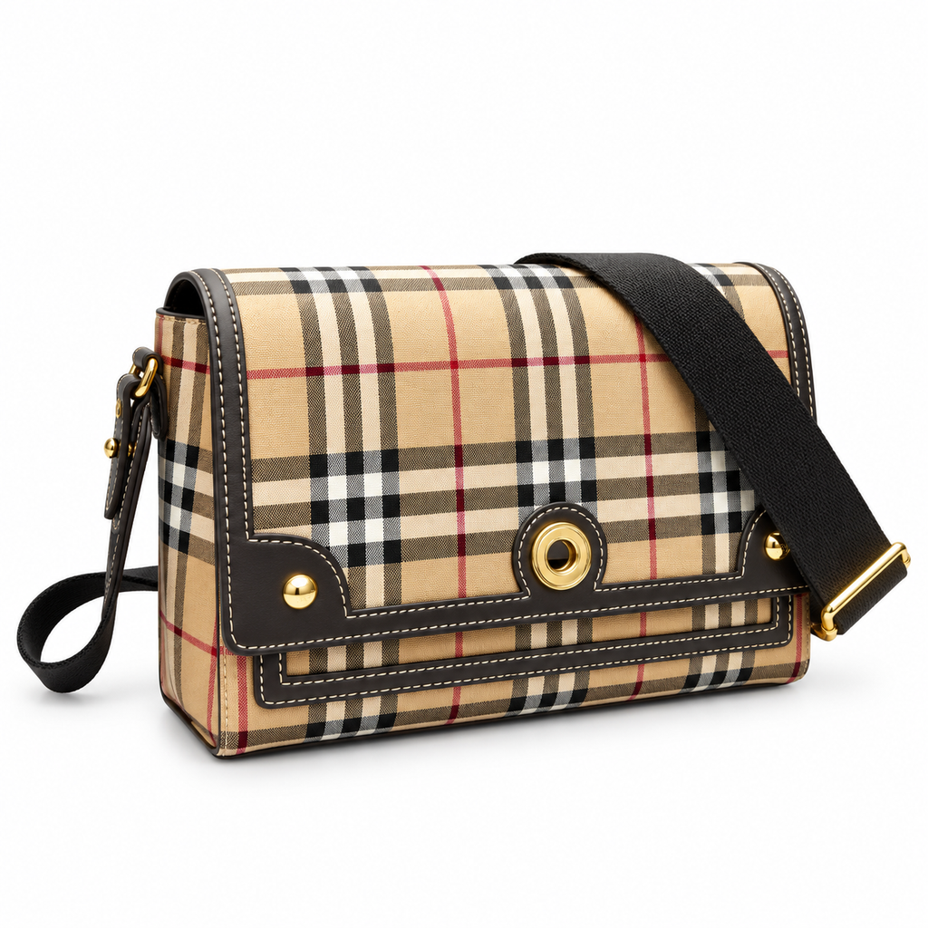 Burberry Beige Check Flap Crossbody Bag