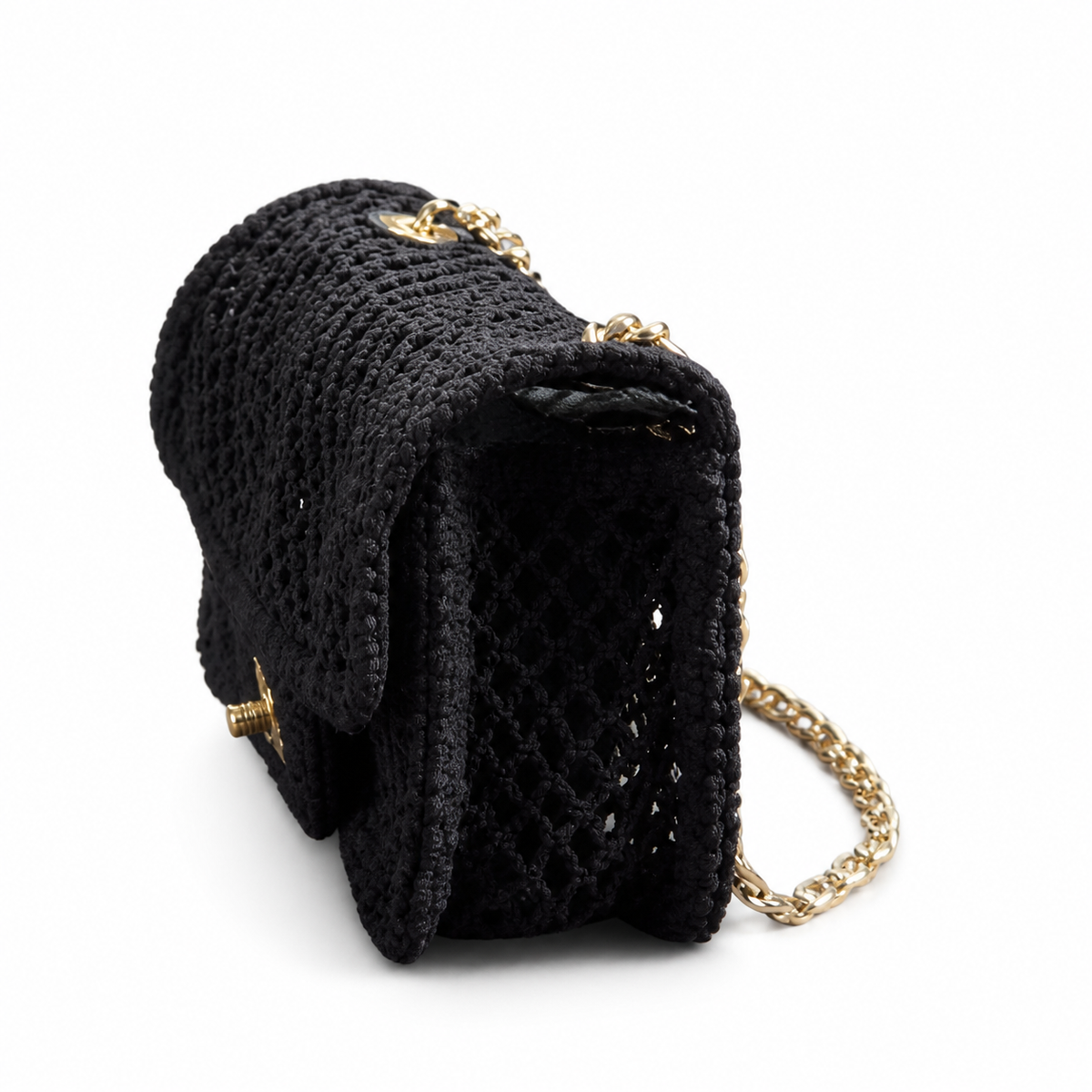 Chanel Black Woven Flap Crossbody Bag
