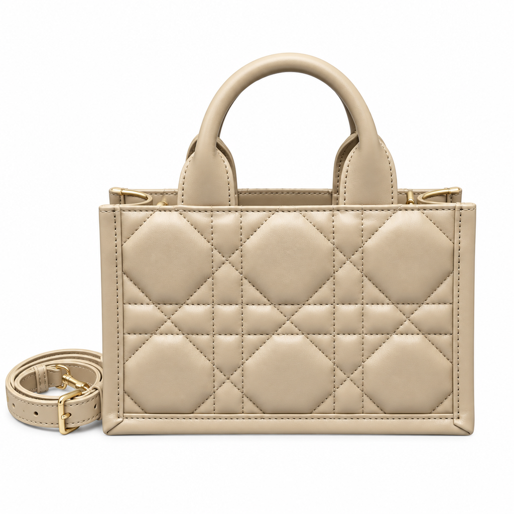 Dior Lady D-Joy Bag in Sand Cannage Leather with Gold CD Charm