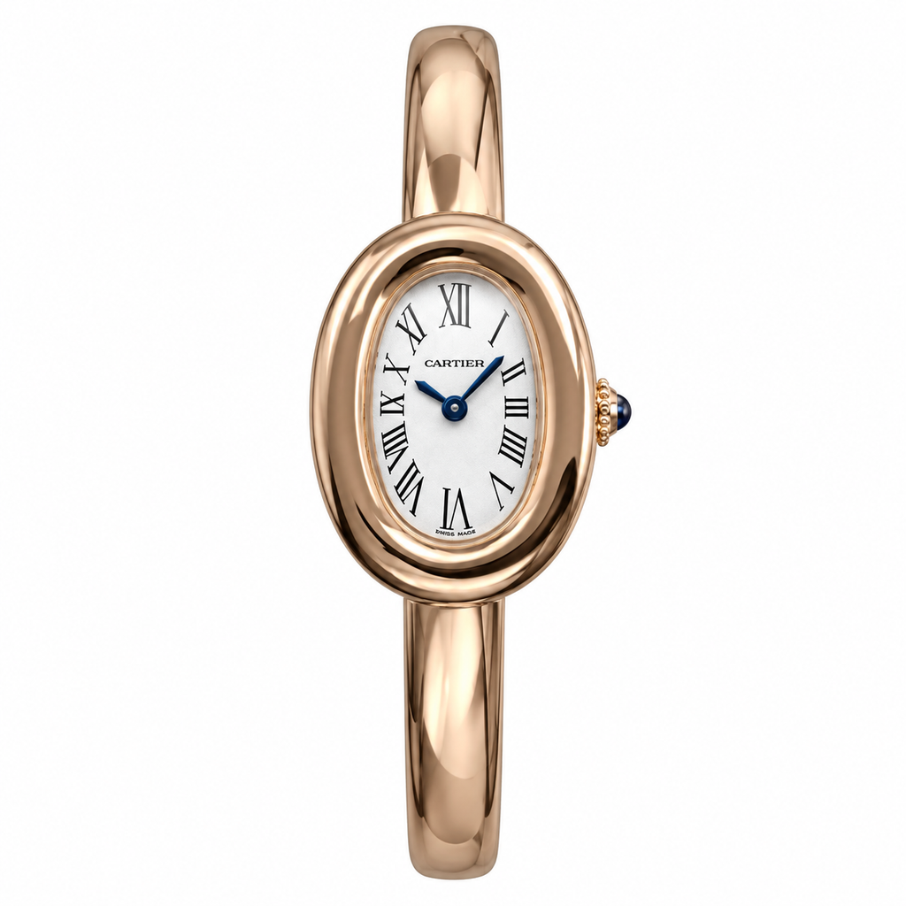 Cartier Baignoire 18K Rose Gold Bangle Bracelet Oval Watch