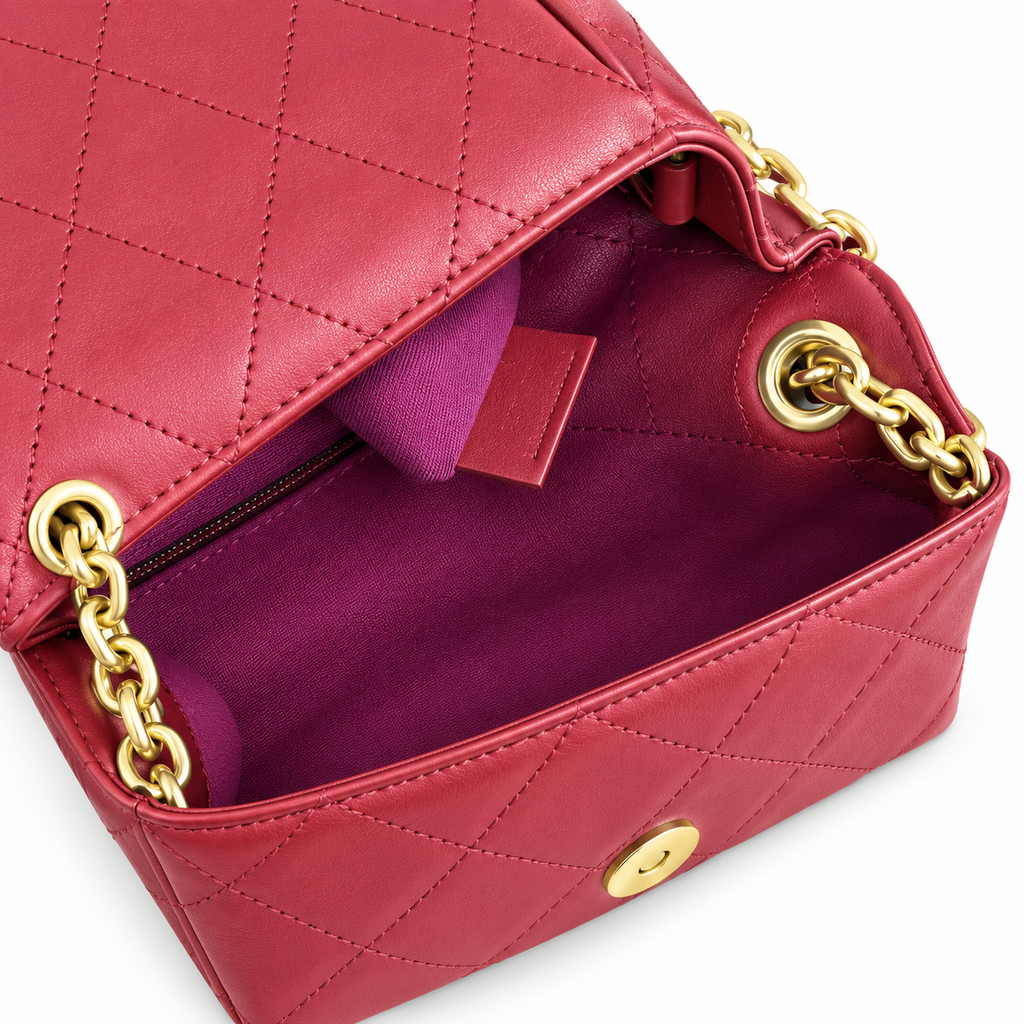 Burberry Quilted Chain Shoulder Bag in Red