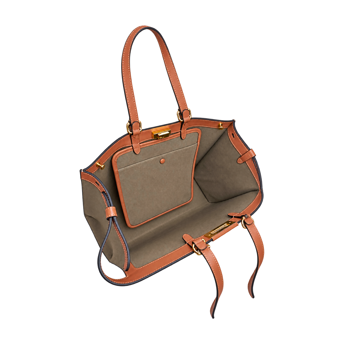 Fendi FF Sunshine Leather Shopper Tote Bag 40x12x29cm