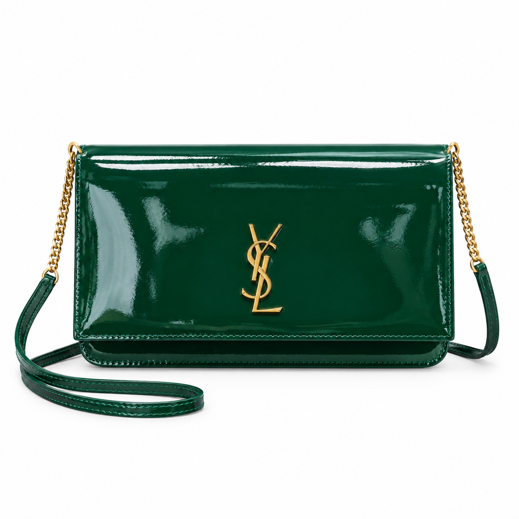 Saint Laurent Kate Chain Wallet Bag in Emerald