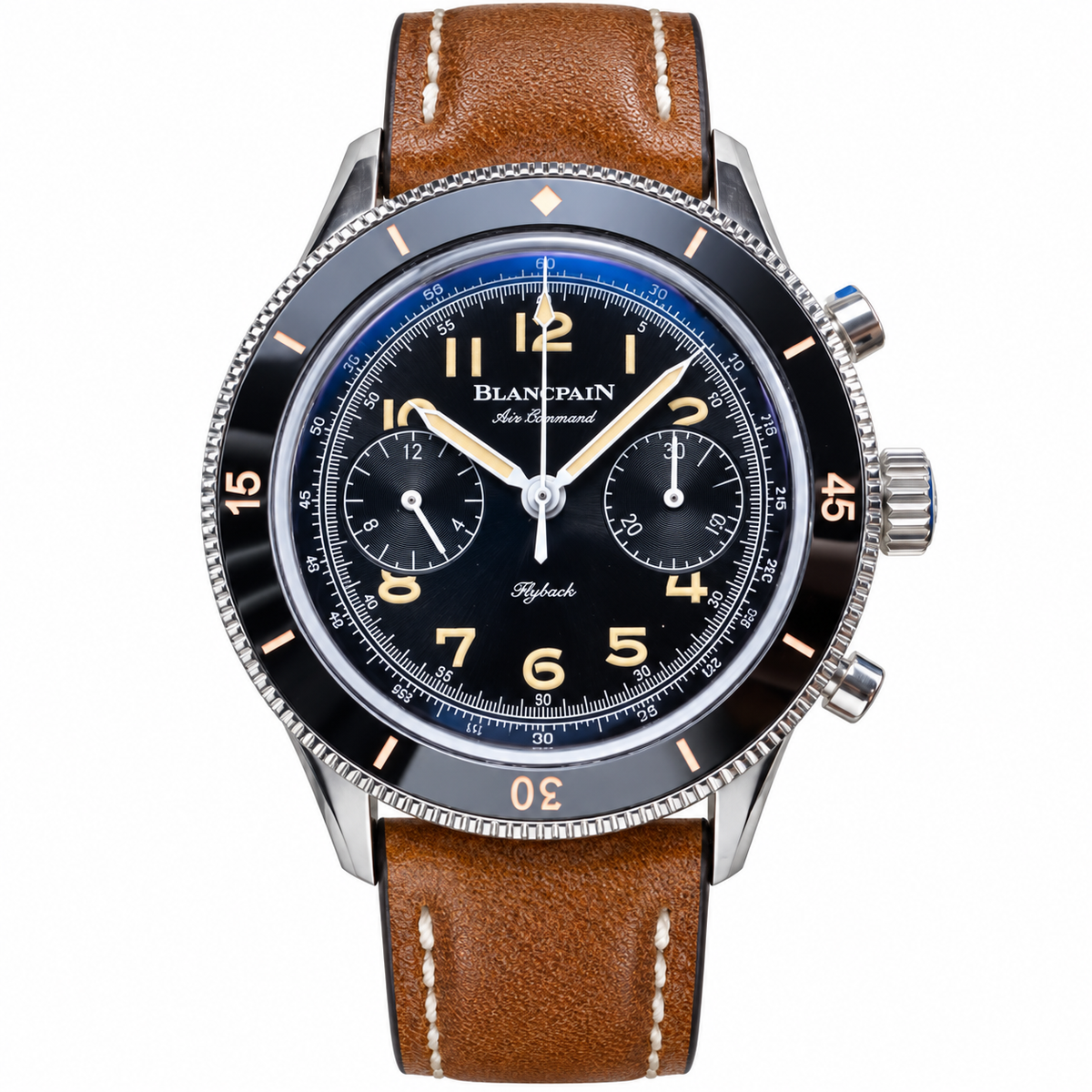 Blancpain Air Command Flyback Chronograph Steel Black Vintage Watch