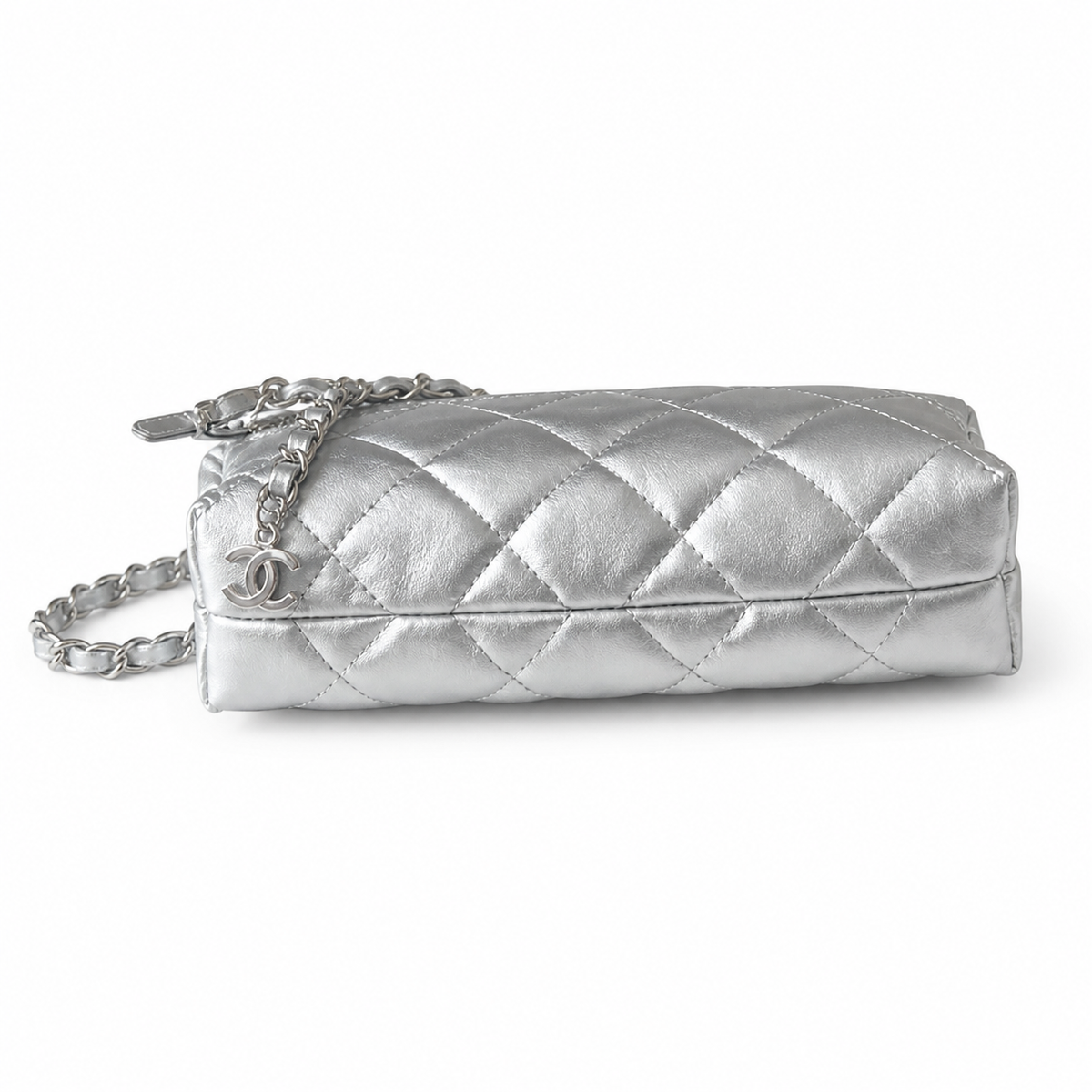 Chanel Silver Quilted Chain Shoulder Bag