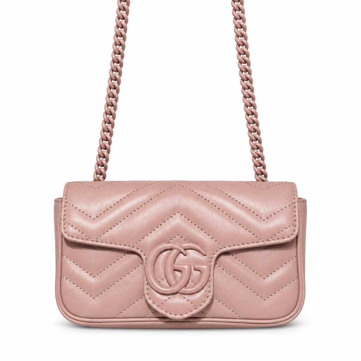 Gucci GG Marmont Super Mini Bag in Tonal Pink with Pink-Coated Hardware