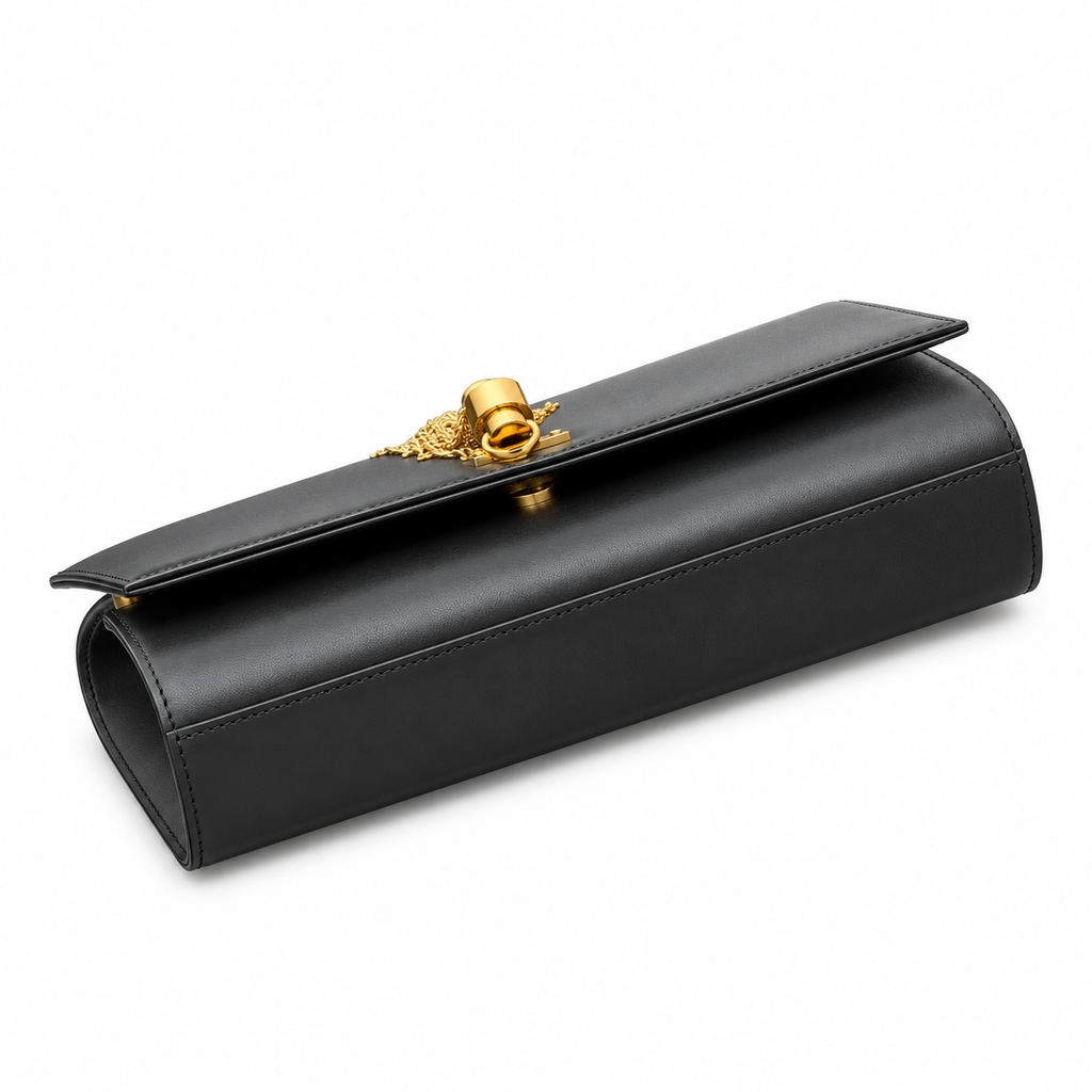 YSL Saint Laurent Kate Chain Bag in Black Smooth Leather with Gold Tassel