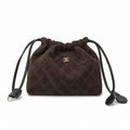 Chanel Brown Quilted Drawstring Bucket Bag