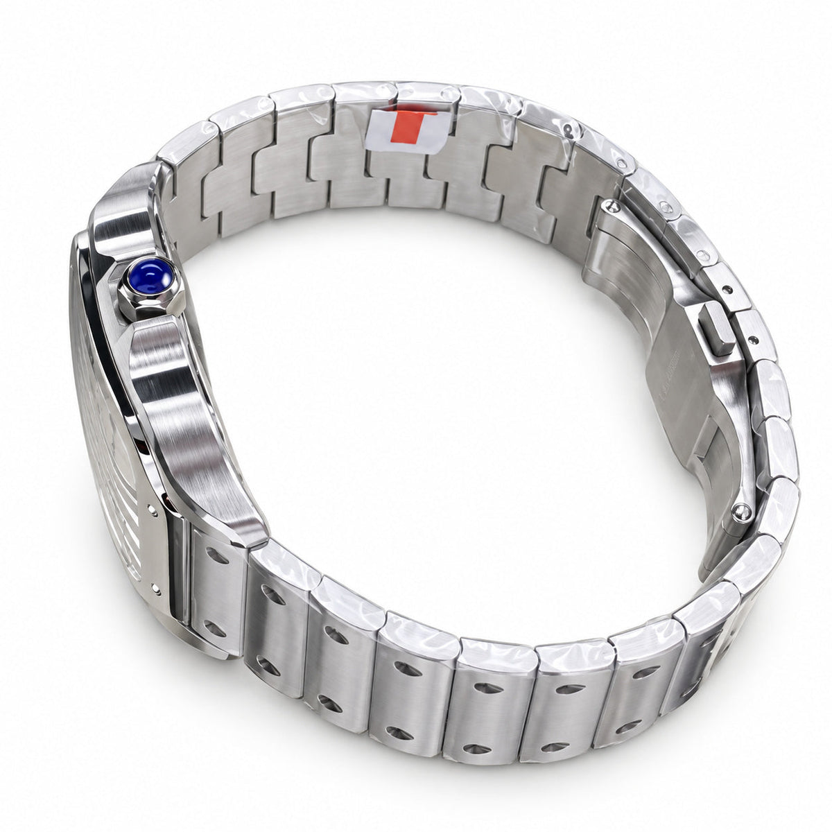 Cartier Santos Large Steel Skeleton Dial Blue Hands Automatic Bracelet Watch – KDY