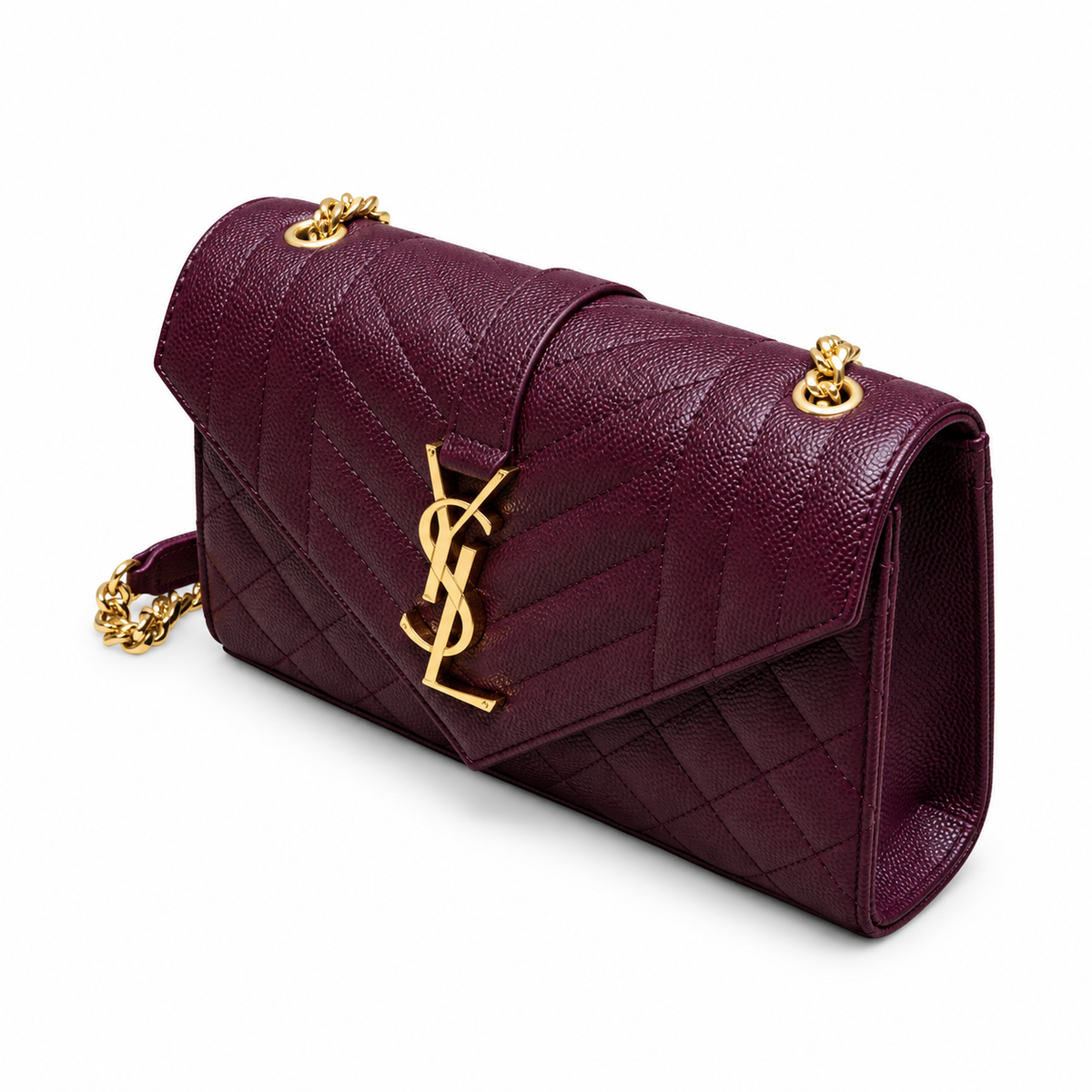 Saint Laurent Envelope Medium Chain Bag in Bordeaux