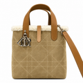 Dior Toujours Mini Bag in White Shearling with Camel Leather Trim