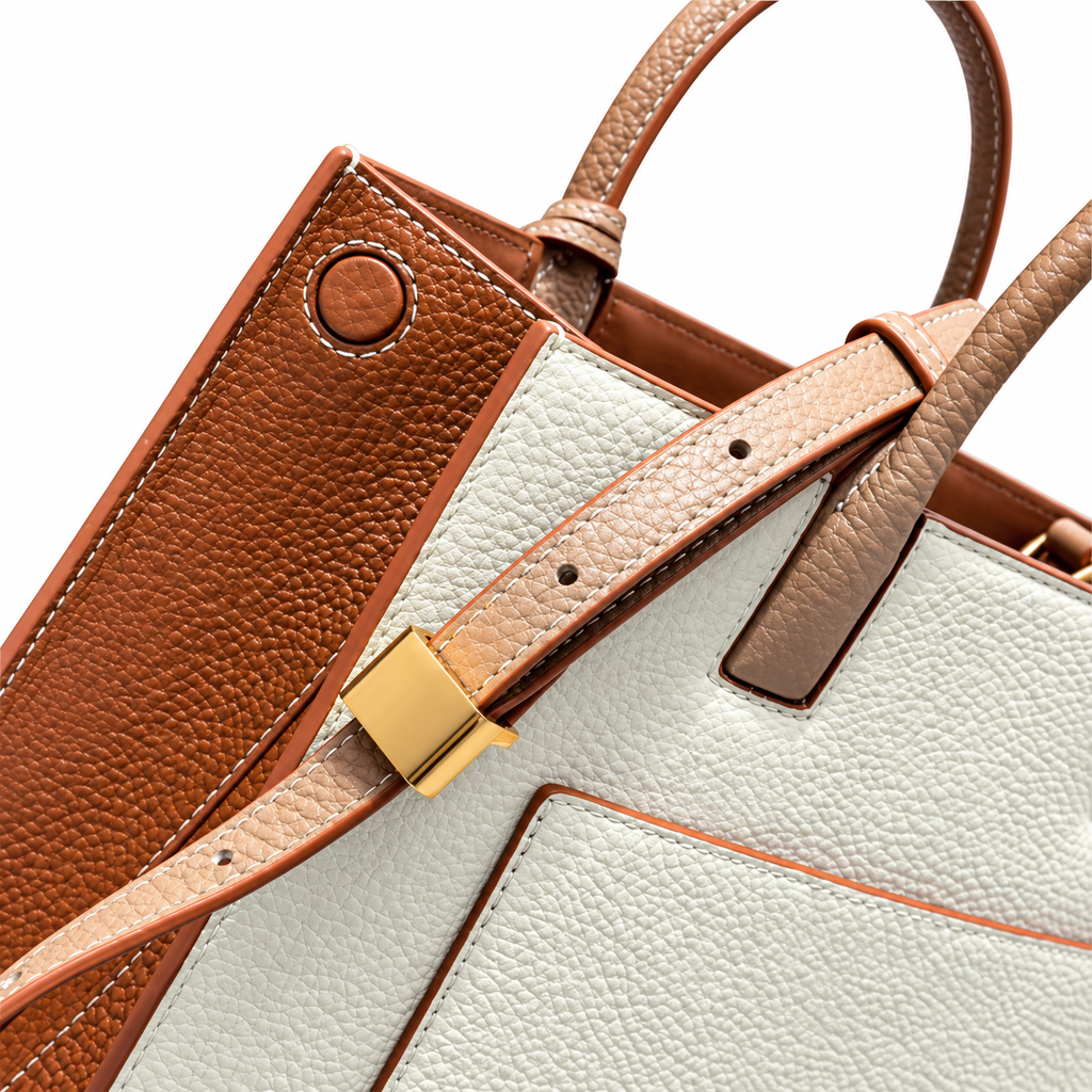 Burberry Cream Leather Tote with Shoulder Strap