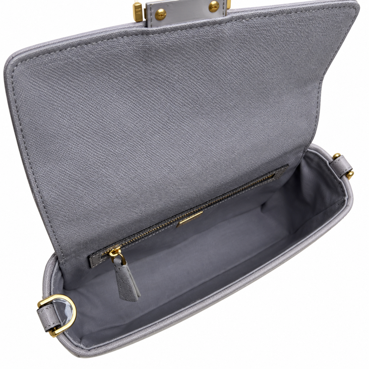 Fendi FF Shoulder Bag – Jacquard Canvas & Leather Trim, Flap Closure, 26cm