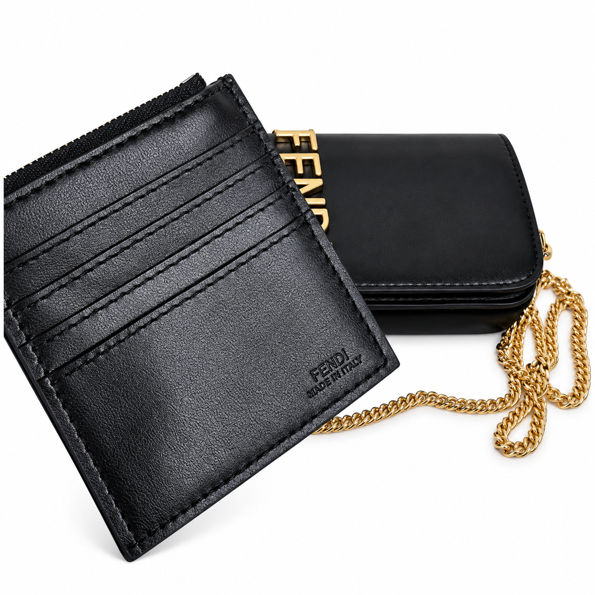 Fendi FF Small Shoulder Bag – Jacquard Canvas & Leather Trim, Flap Closure, 22cm
