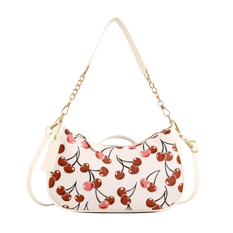 Cherry Print Hobo Shoulder Bag