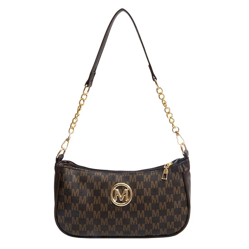 Brown Monogram Chain Hobo Bag