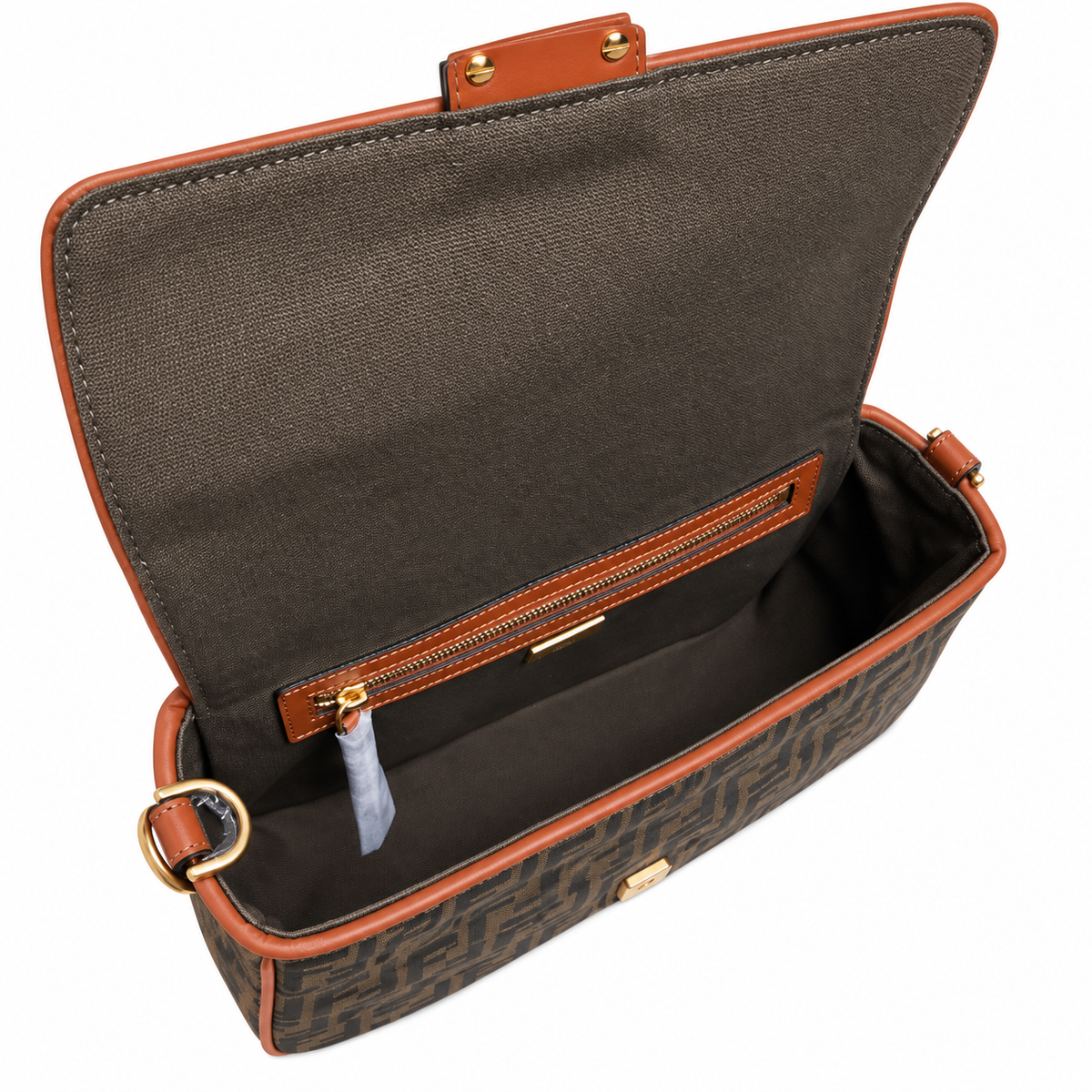 Fendi FF Shoulder Bag – Jacquard Canvas & Leather Trim, Flap Closure, 26cm