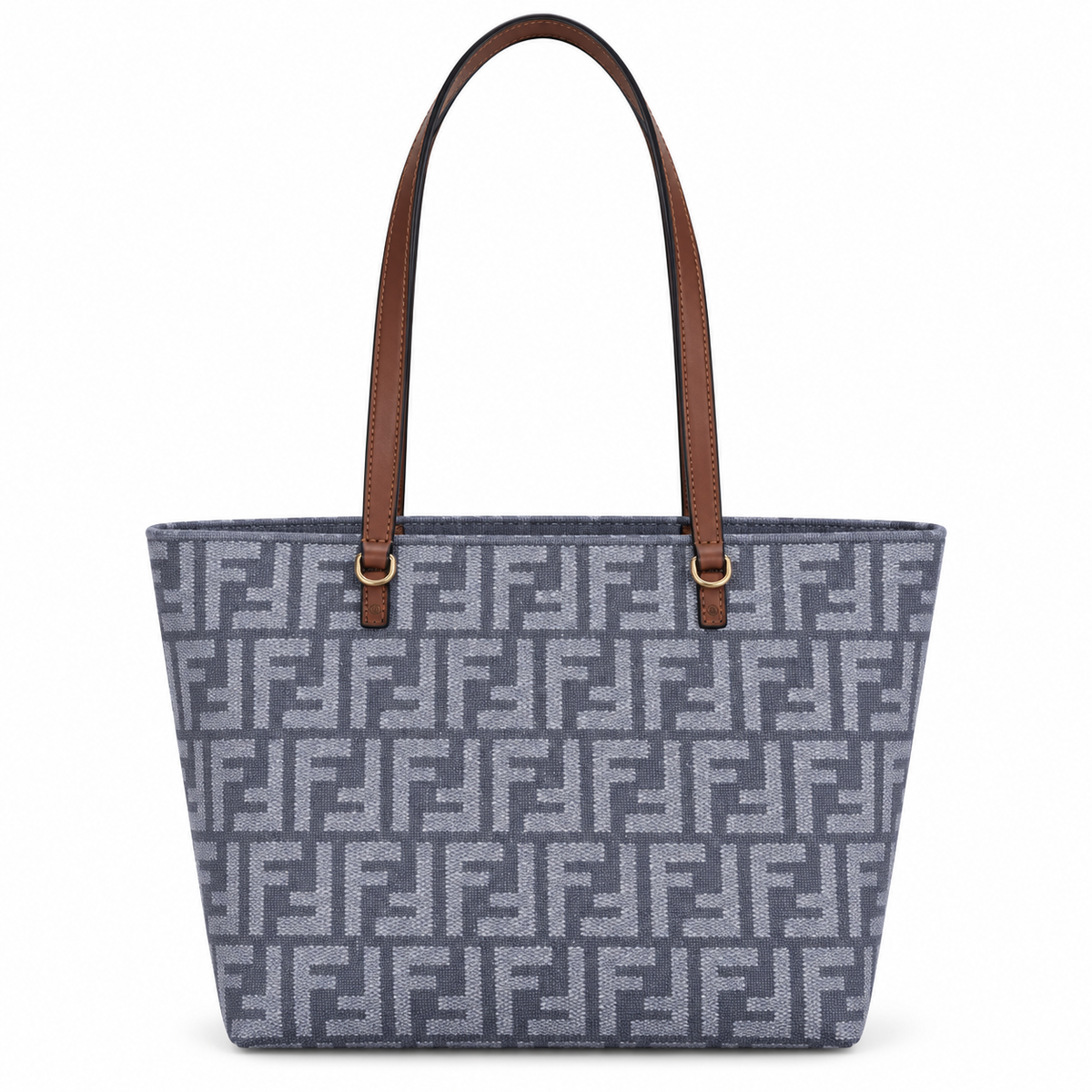 Fendi FF Medium Tote Bag – Jacquard Canvas & Leather Handles, Open Top, 19.5cm