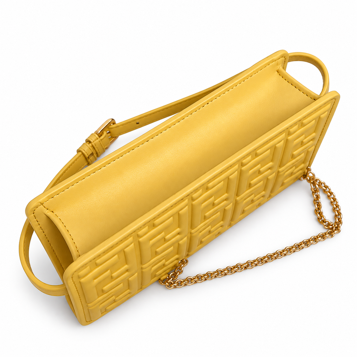 Fendi FF Small Shoulder Bag – Jacquard Canvas & Leather Trim, Flap Closure, 21cm