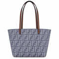 Fendi FF Medium Tote Bag – Jacquard Canvas & Leather Handles, Open Top, 19.5cm